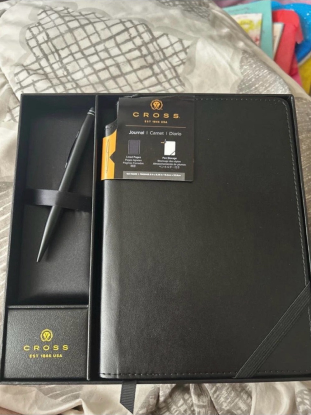 Cross black leather luxury journal with black pen